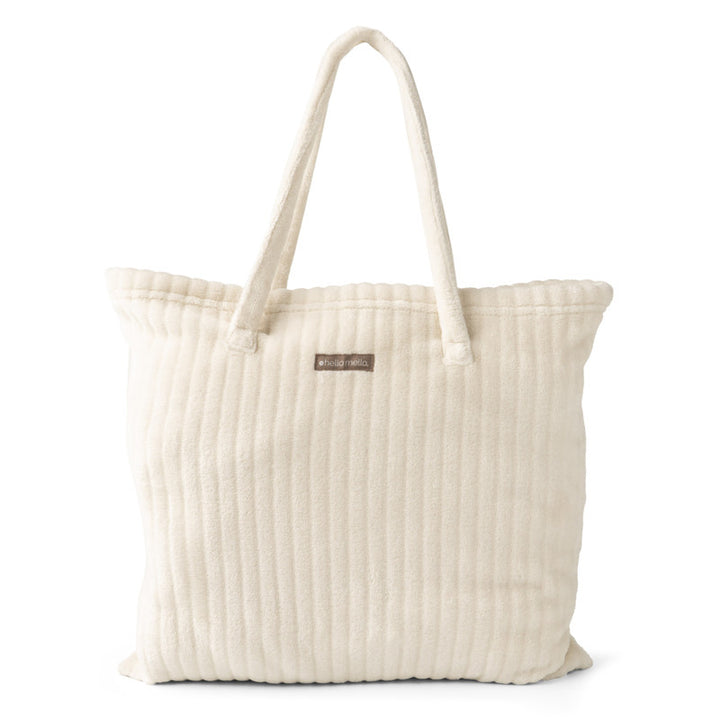Hello Mello On My Way ivory ribbed microfiber tote blanket with matching travel tote