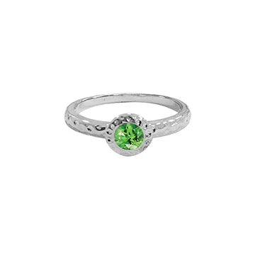 White Gold Hammered Birthstone Stackable Ring