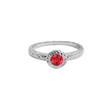White Gold Hammered Birthstone Stackable Ring