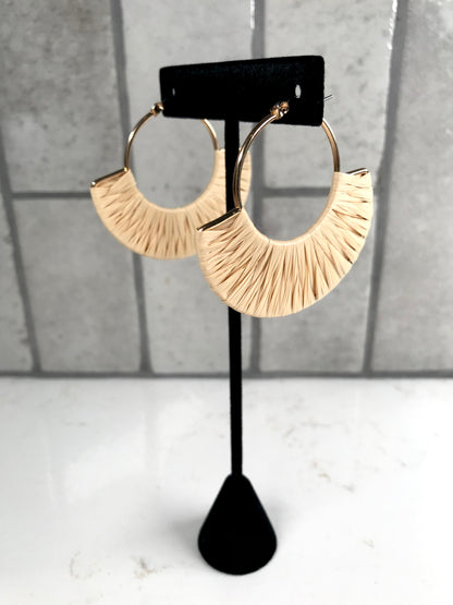 Raffia Wrapped Fan Earrings
