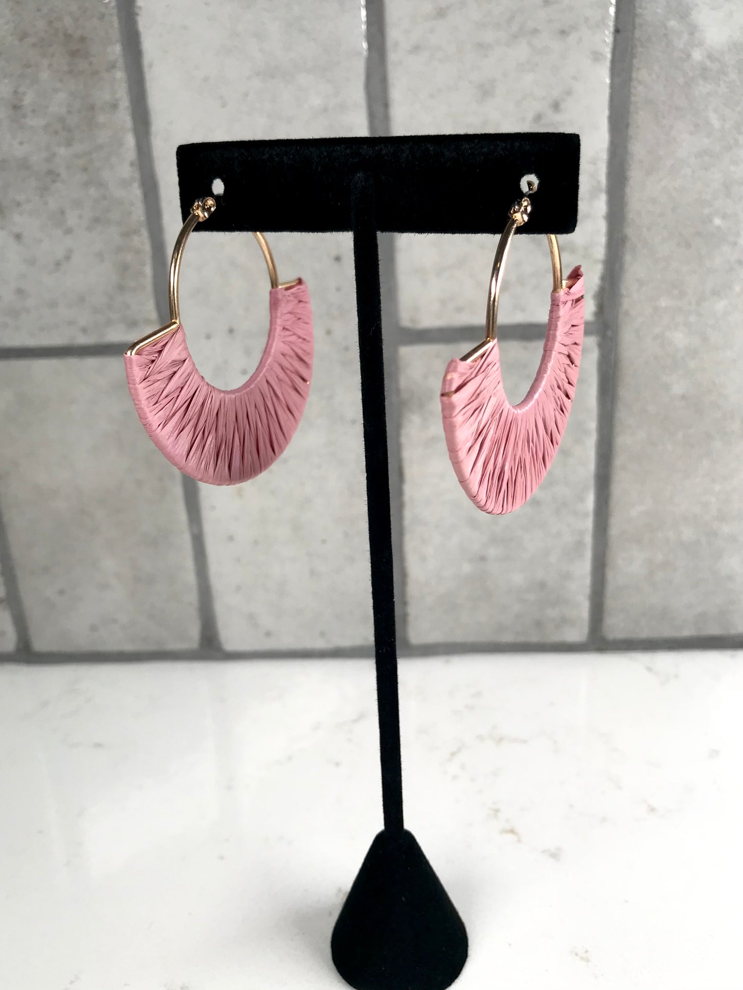 Raffia Wrapped Fan Earrings