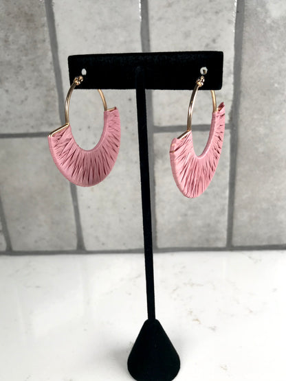 Raffia Wrapped Fan Earrings
