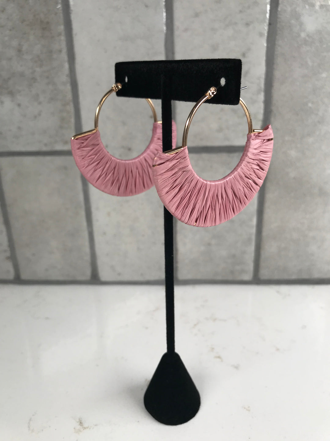 Raffia Wrapped Fan Earrings