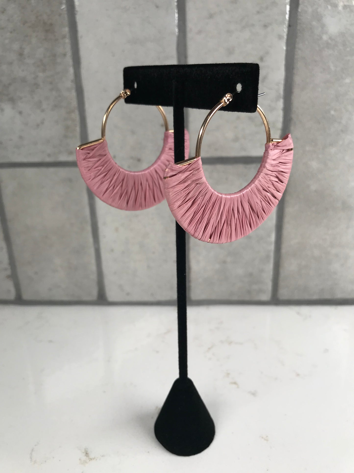 Raffia Wrapped Fan Earrings