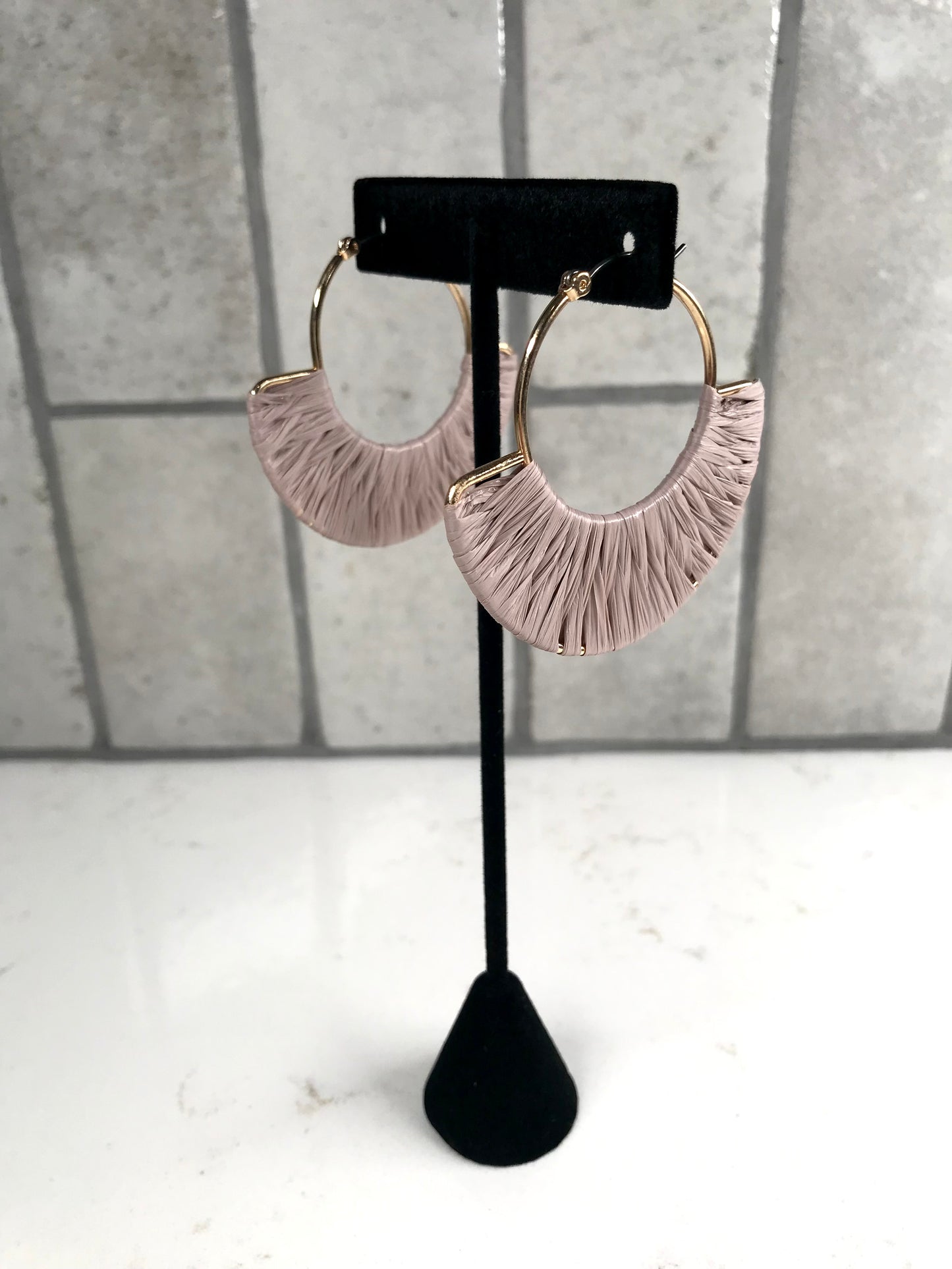 Raffia Wrapped Fan Earrings