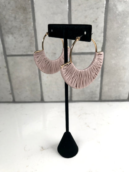 Raffia Wrapped Fan Earrings
