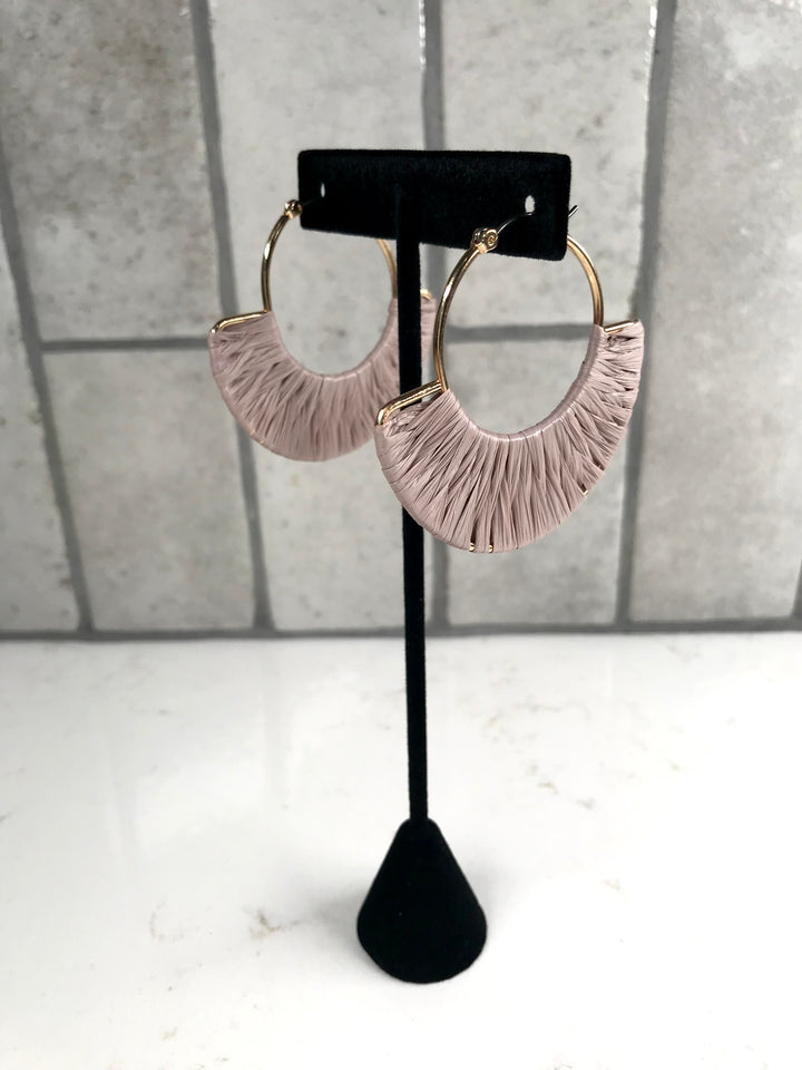 Raffia Wrapped Fan Earrings