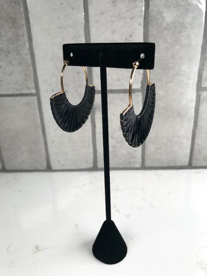 Raffia Wrapped Fan Earrings
