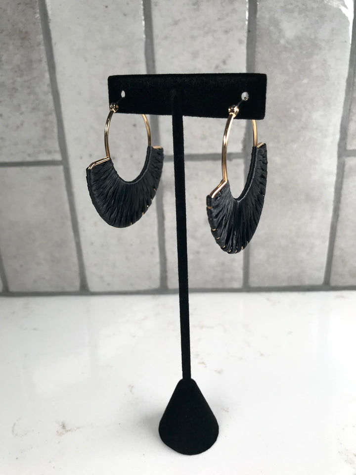 Raffia Wrapped Fan Earrings