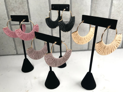 Raffia Wrapped Fan Earrings