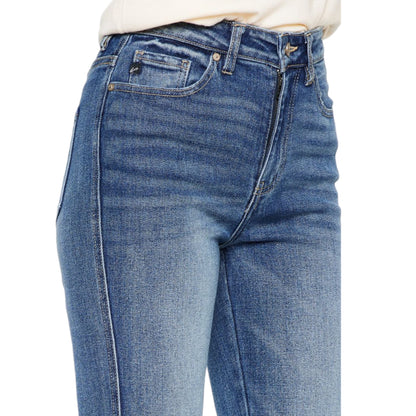 High Rise Medium Stone Wash Flare Jean