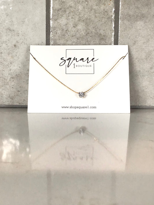 Floating Diamond Solitaire Necklace