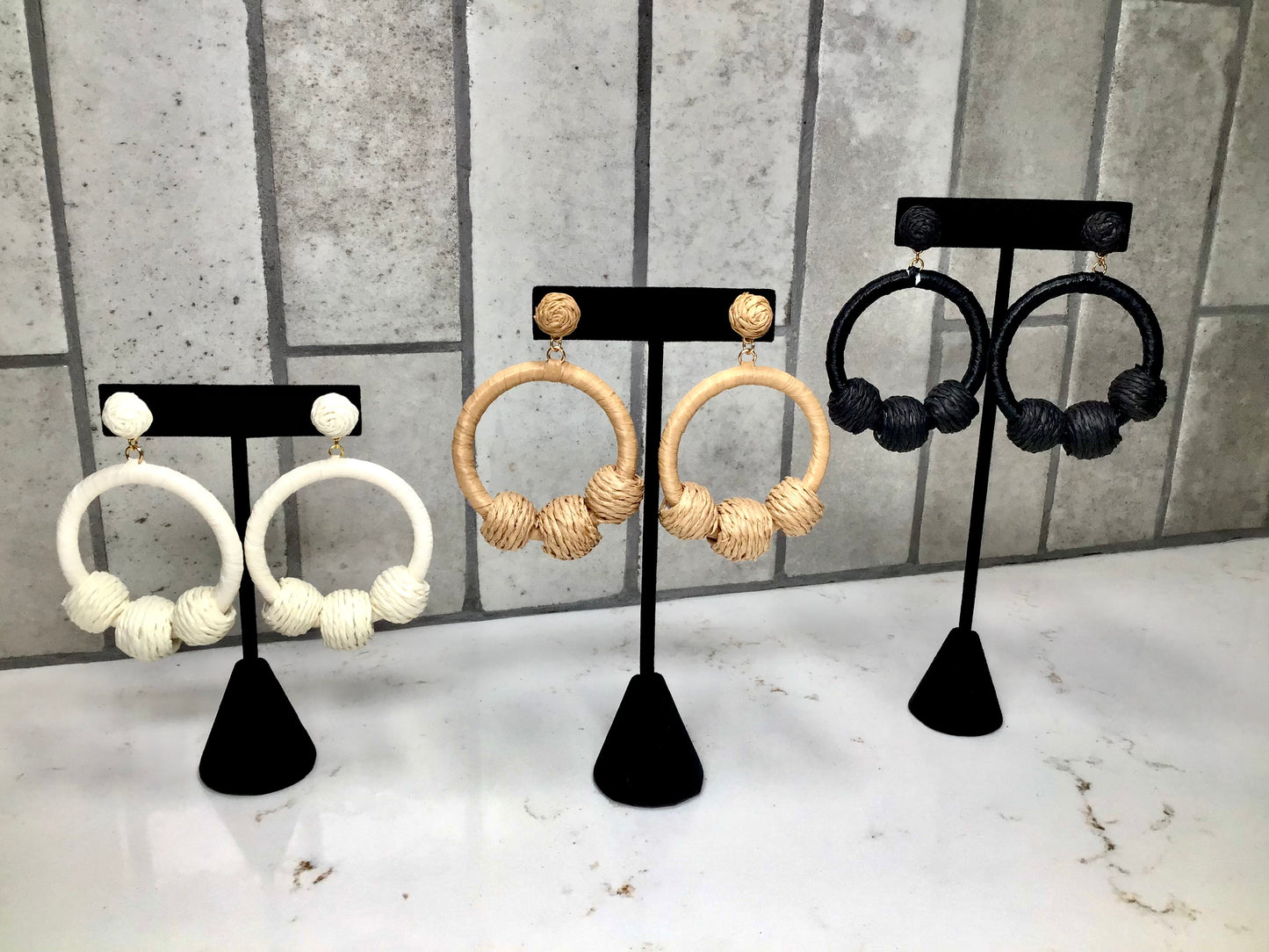 Raffia Wrapped Ball Hoop