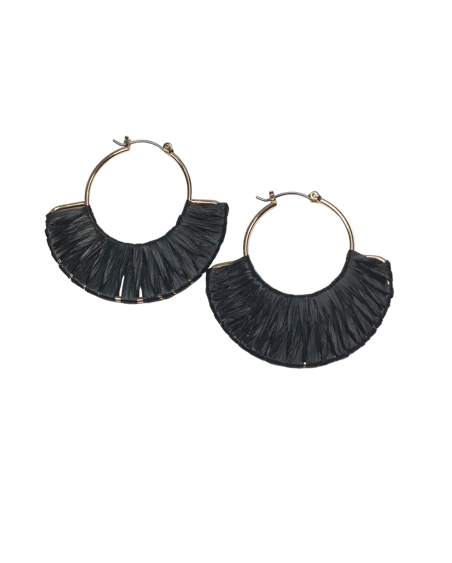 Raffia Wrapped Fan Earrings