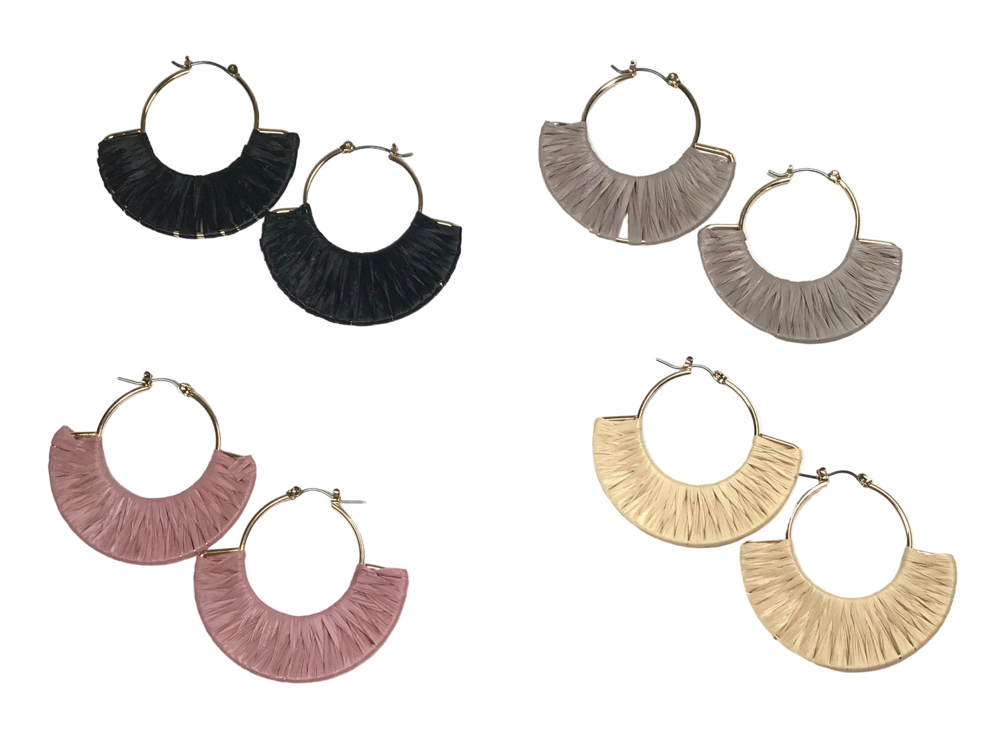 Raffia Wrapped Fan Earrings
