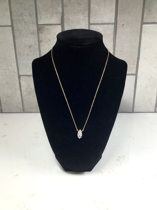 Gold Cable Chain Necklace with Marquise Crystal