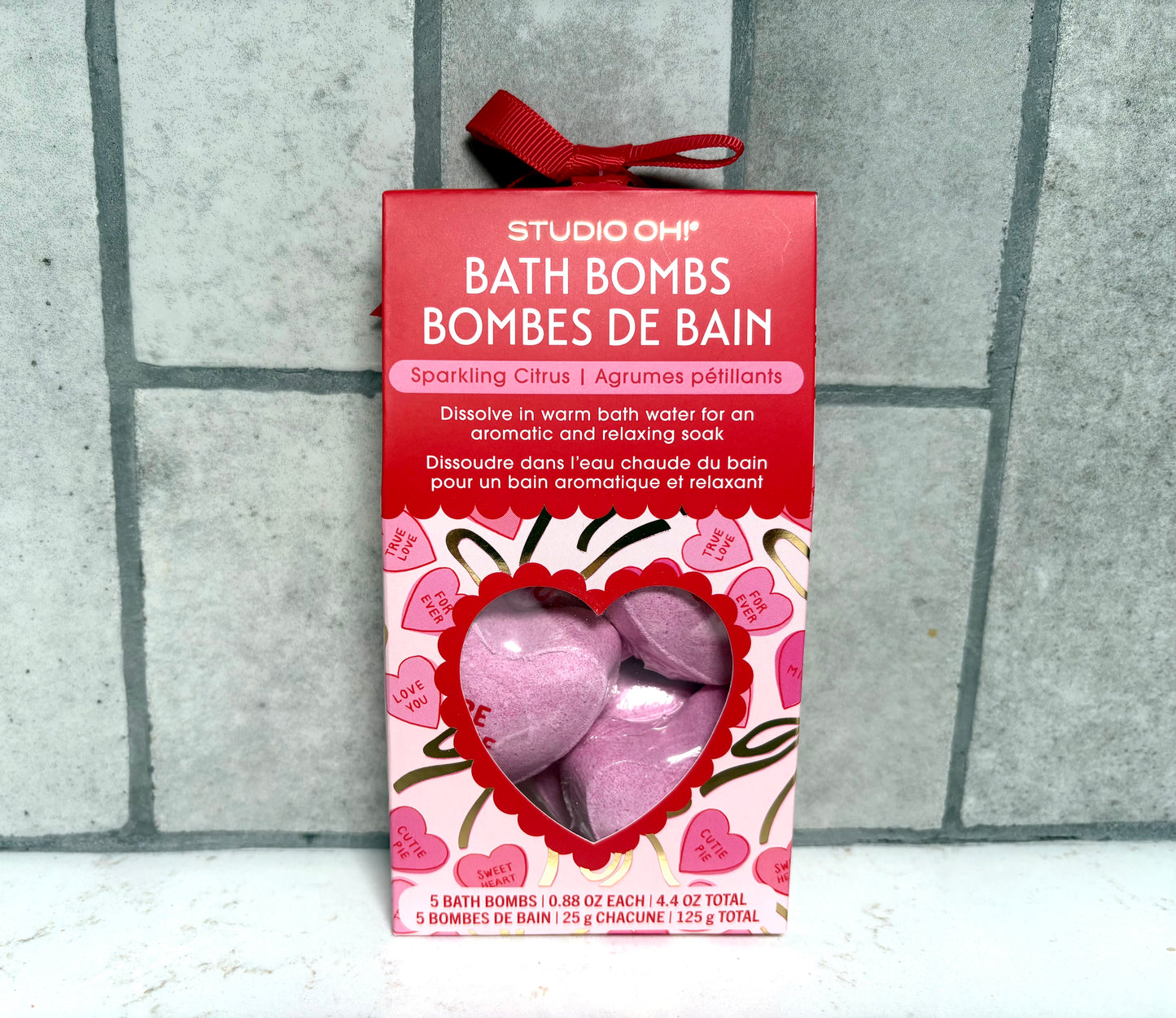 Studio Oh heart shaped bath bombs gift set, sparkling citrus scented boutique self care gift from Square 1 Boutique Alabama