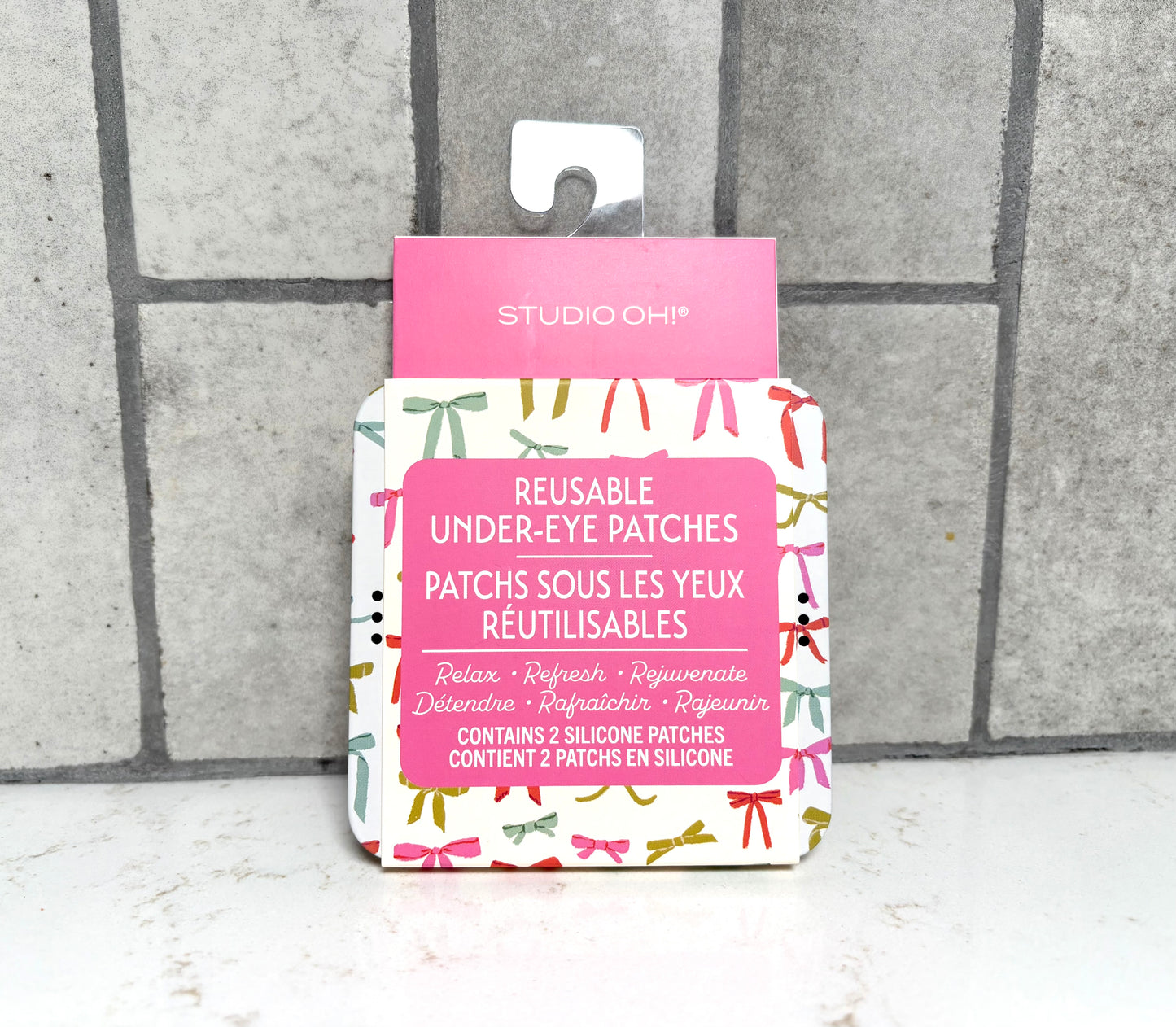 Studio Oh reusable under eye patches, bow print silicone eye patches self care beauty gift from Square 1 Boutique Alabama