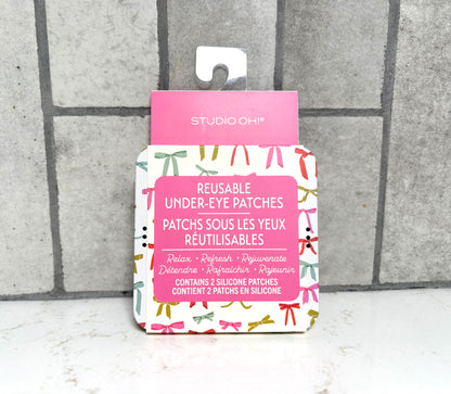 Studio Oh reusable under eye patches, bow print silicone eye patches self care beauty gift from Square 1 Boutique Alabama