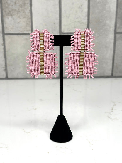 Elaine Beaded Square Drop Earrings