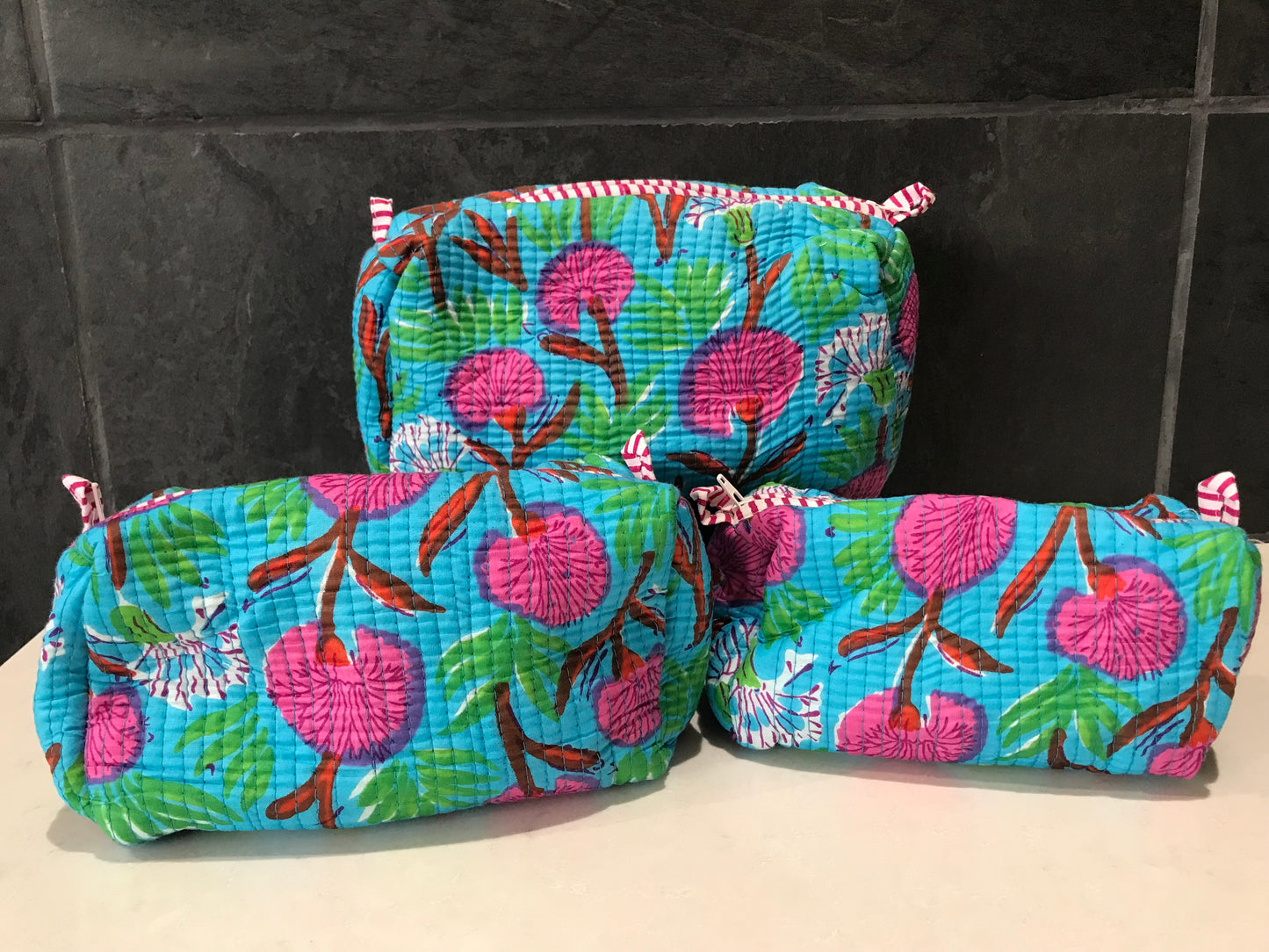 3 in 1 Quilted Cosmetic Bag