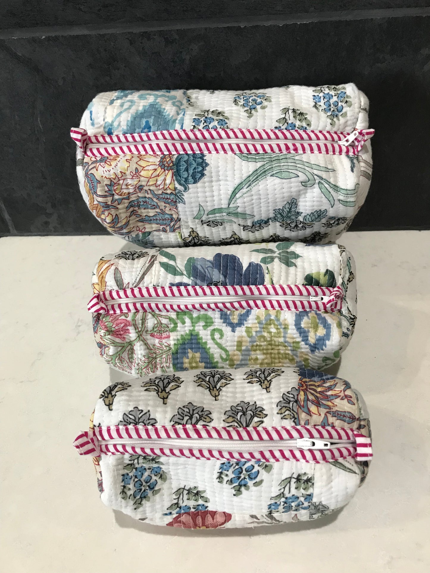 3 in 1 Quilted Cosmetic Bag