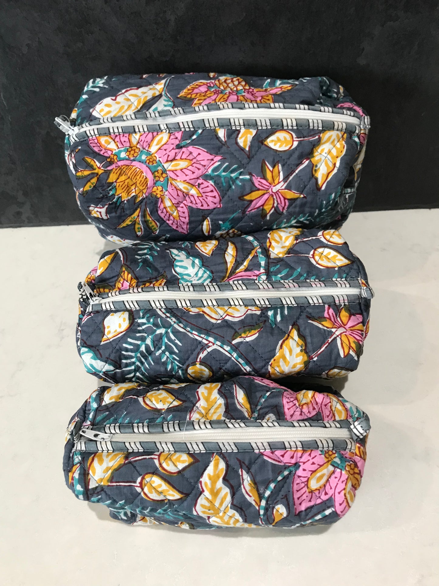3 in 1 Quilted Cosmetic Bag