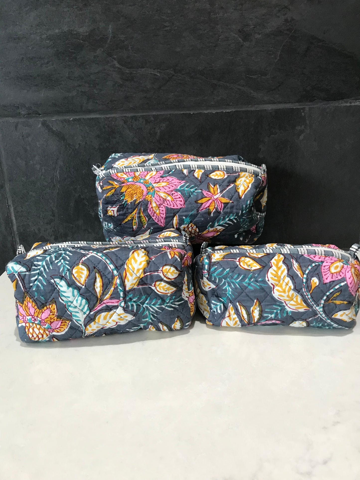 3 in 1 Quilted Cosmetic Bag