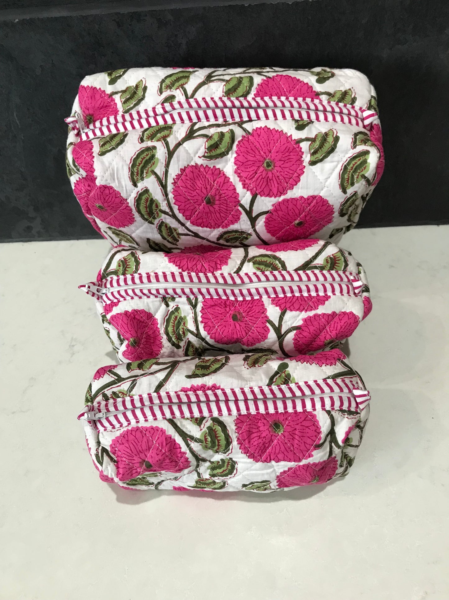 3 in 1 Quilted Cosmetic Bag