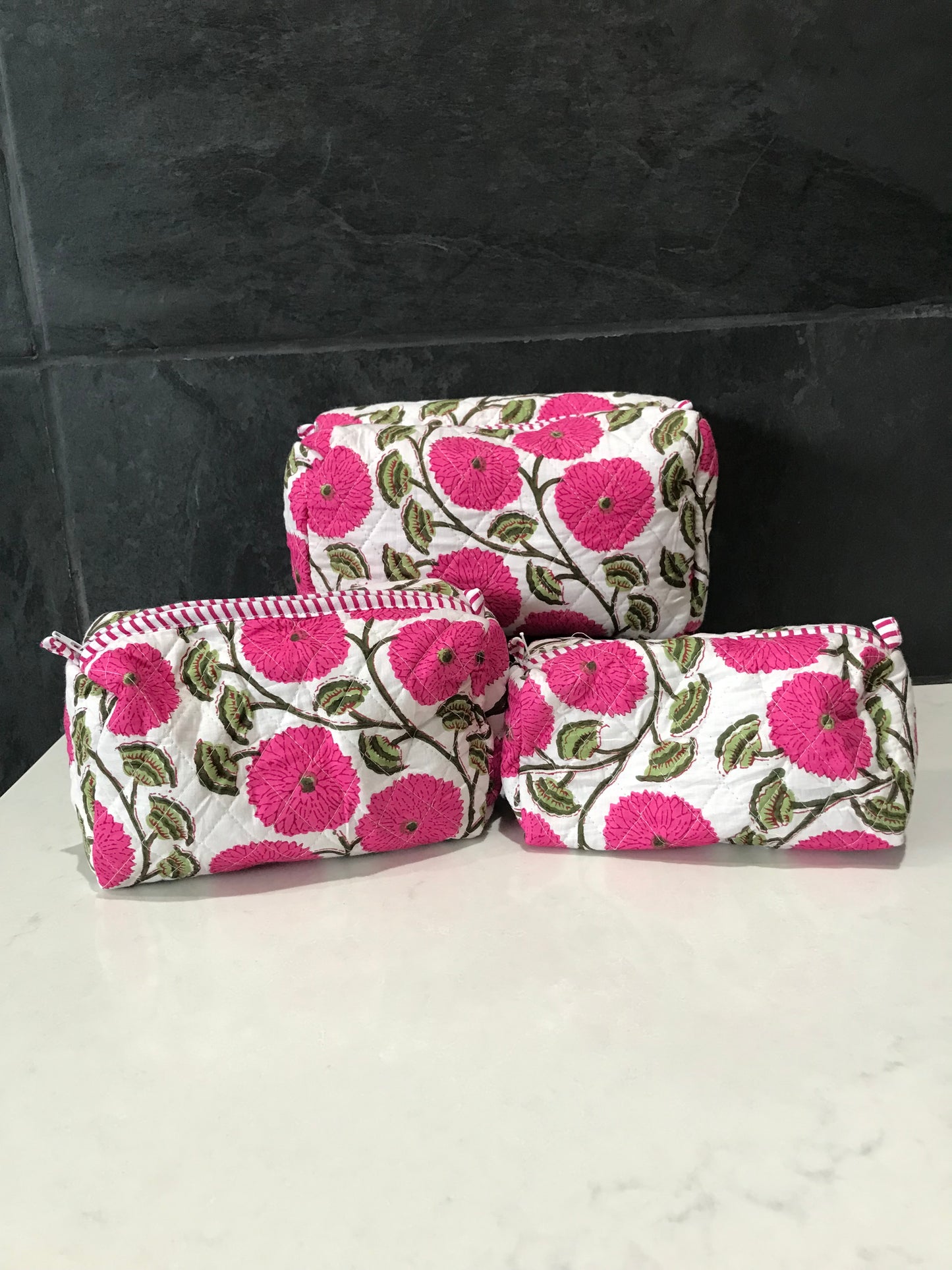 3 in 1 Quilted Cosmetic Bag