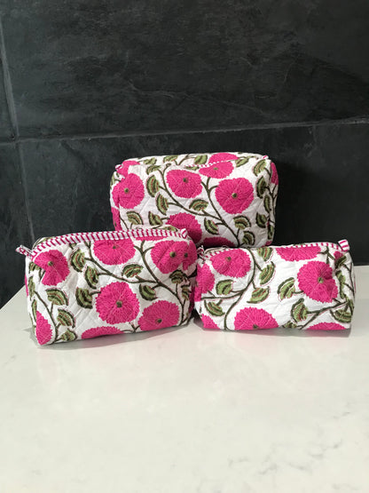 3 in 1 Quilted Cosmetic Bag