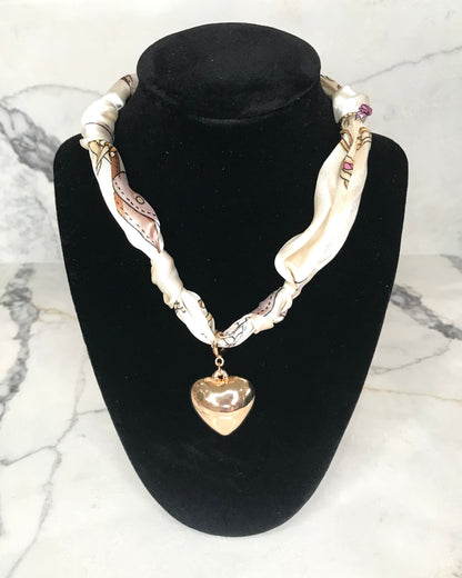Cream/Neutral Knotted Scarf Necklace
