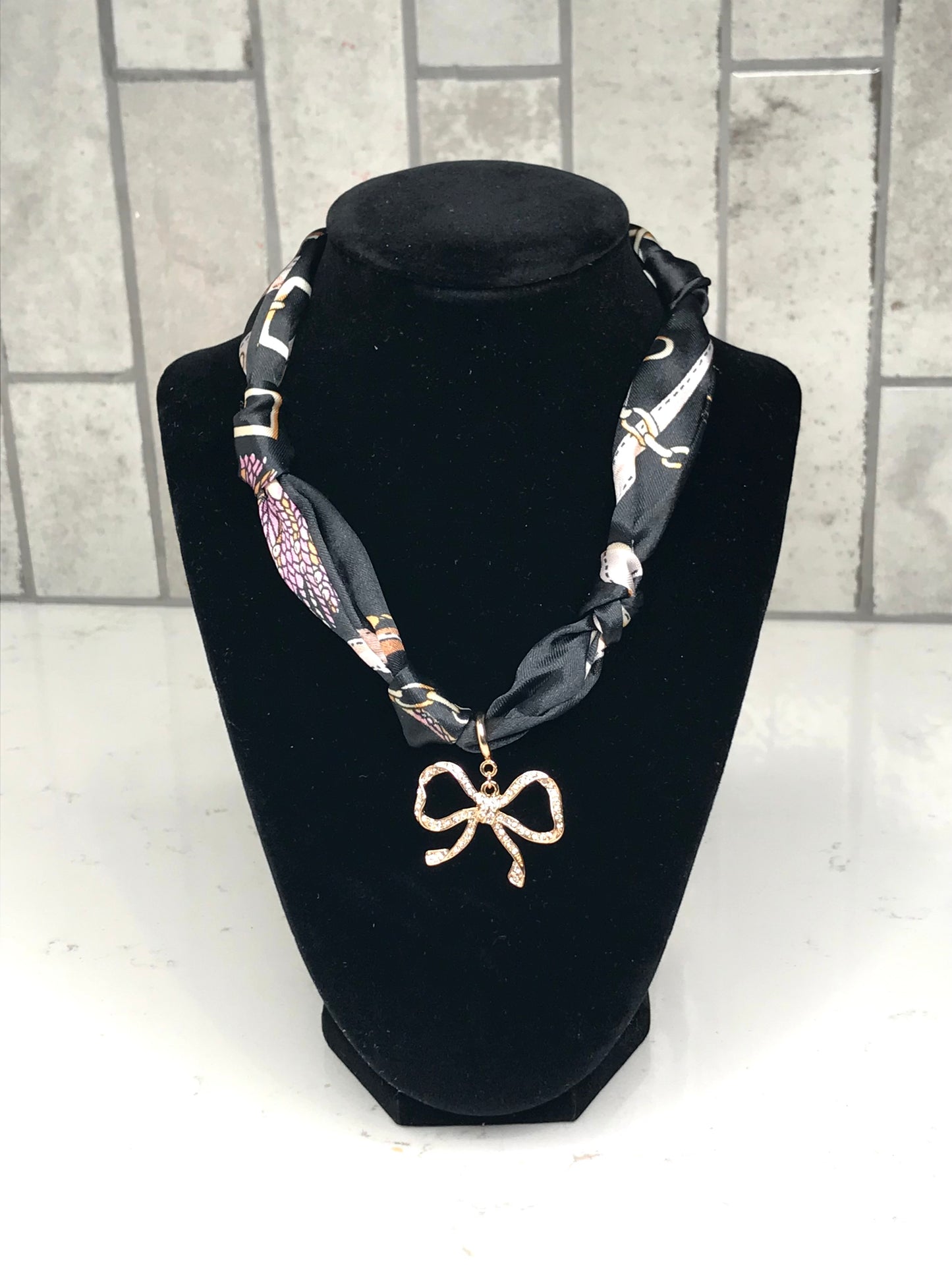 Black Knotted Scarf Necklace
