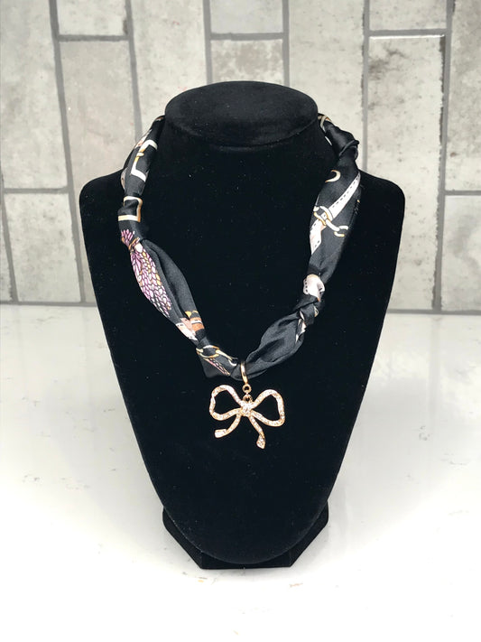 Black Knotted Scarf Necklace