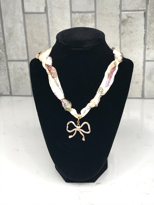 Cream/Natural Knotted Scarf Necklace