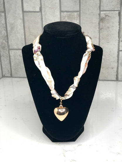 Cream/Neutral Knotted Scarf Necklace