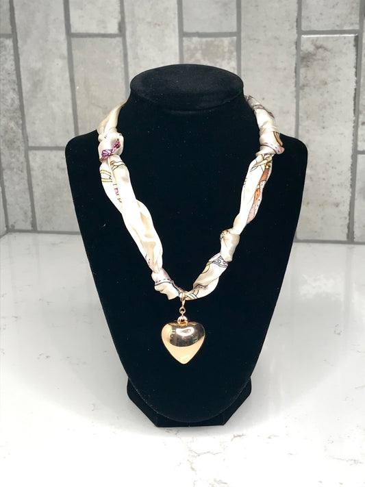 Cream/Neutral Knotted Scarf Necklace