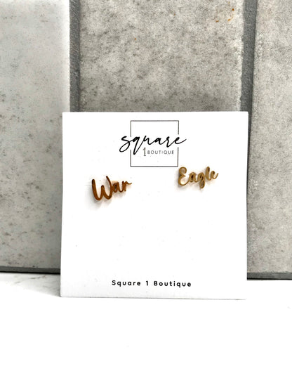 War Eagle Gold Stud Earrings