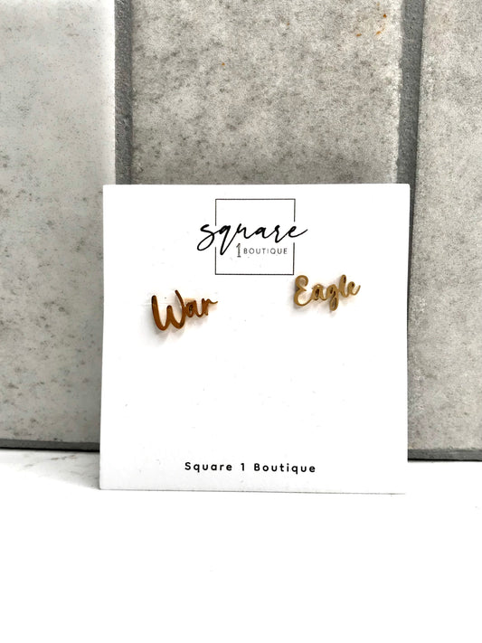 War Eagle Gold Stud Earrings