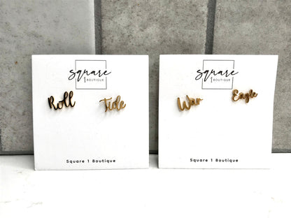 War Eagle Gold Stud Earrings