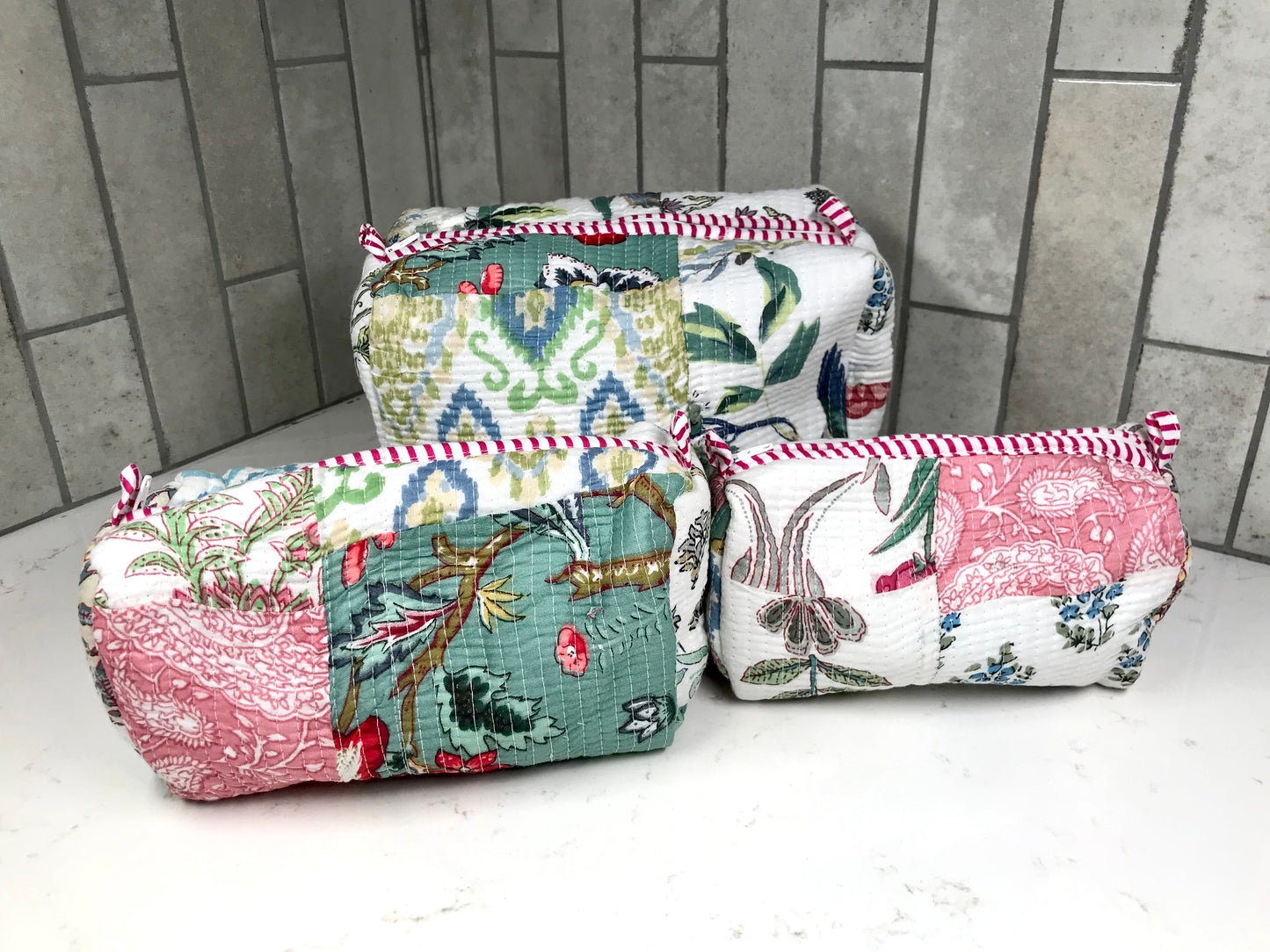 3 in 1 Quilted Cosmetic Bag