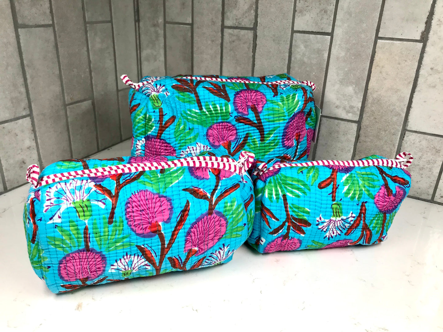 3 in 1 Quilted Cosmetic Bag