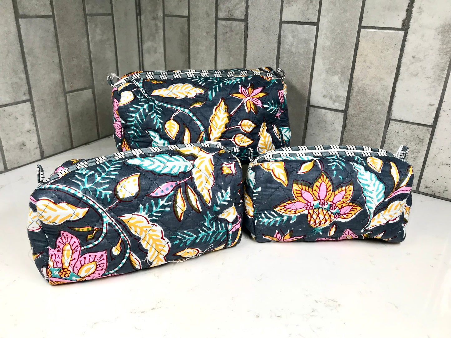 3 in 1 Quilted Cosmetic Bag