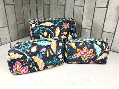 3 in 1 Quilted Cosmetic Bag