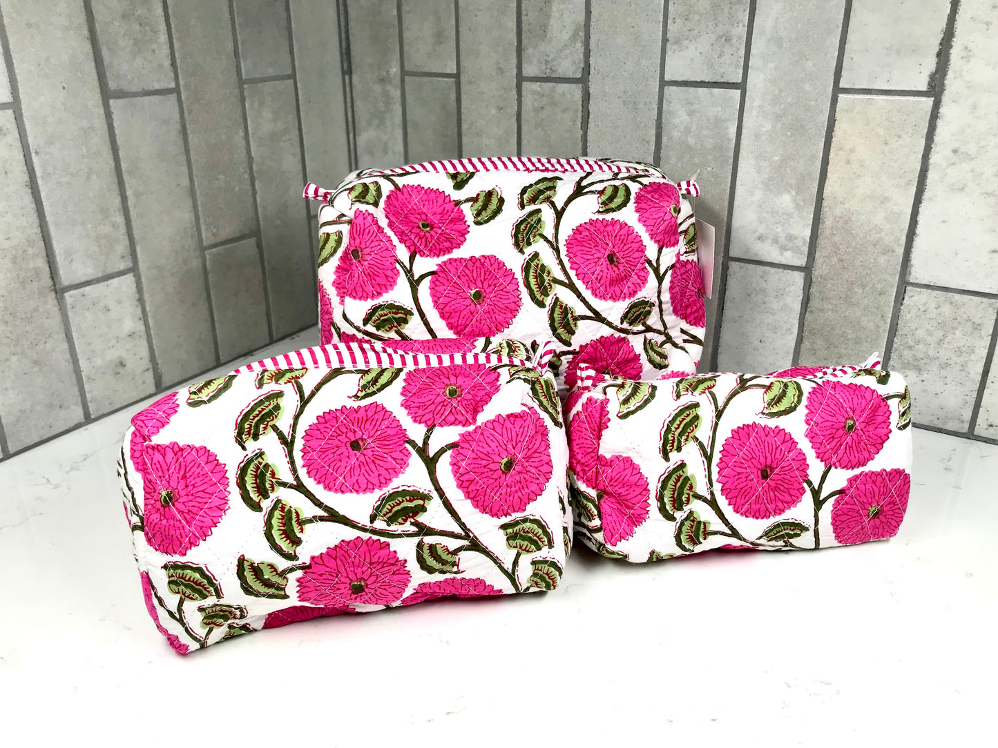 3 in 1 Quilted Cosmetic Bag
