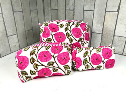 3 in 1 Quilted Cosmetic Bag