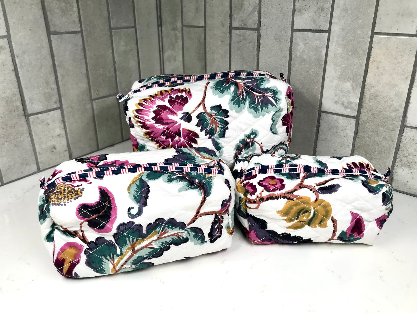 3 in 1 Quilted Cosmetic Bag