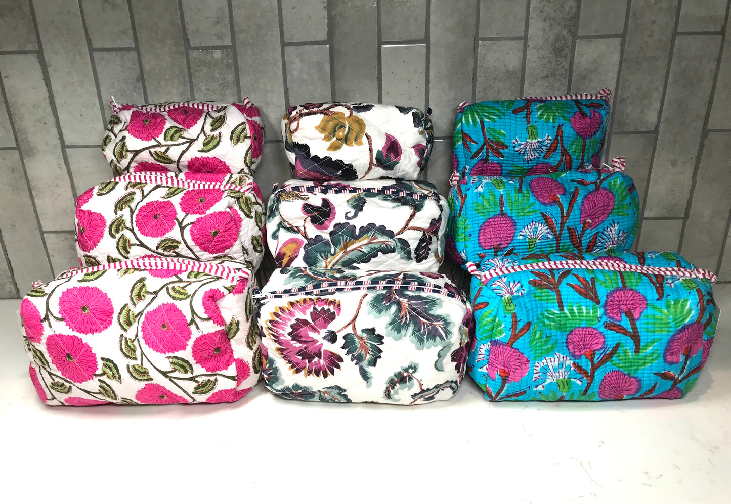 3 in 1 Quilted Cosmetic Bag