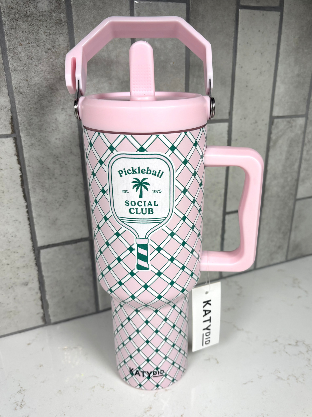 Pickleball Social Club Tumbler with Lid Handle