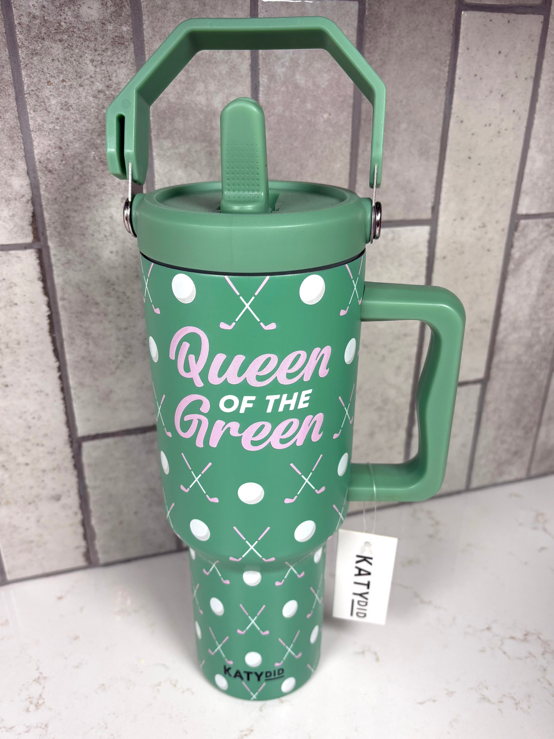 Queen of the Green Golf Tumbler with Lid Handle